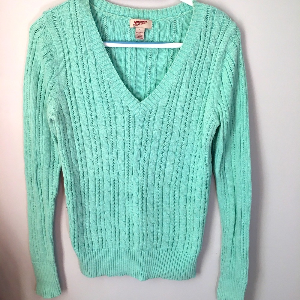Arizona Jean Co cable knit cotton blend sweater
